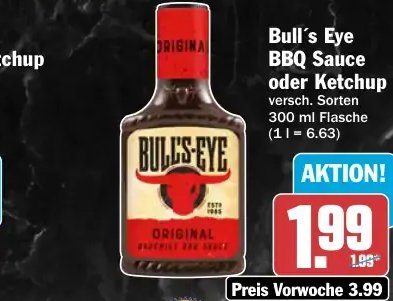 Bull's Eye BBQ Sauce oder Ketchup
