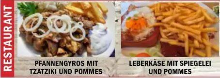 Pfannengyros mit Tzatziki und Pommes