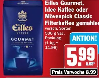 Eilles Gourmet, Idee Kaffee oder Mövenpick Classic Filterkaffee gemahlen