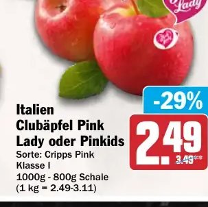 Italien Clubäpfel Pink Lady oder Pinkids