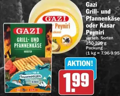Gazi Grill- und Pfannenkäse oder Kasar Peyniri