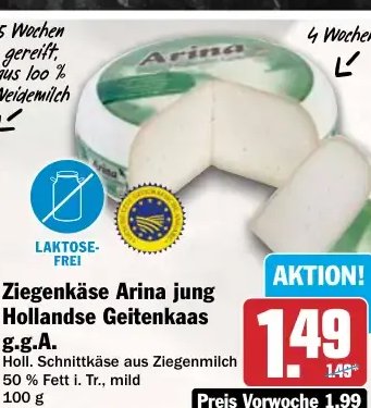 Ziegenkäse Arina jung Holländische Geitenkaas g.g.A.