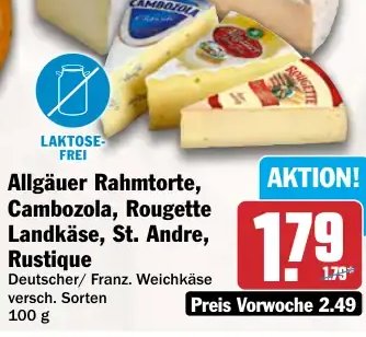 Allgäuer Rahmtorte, Cambozola, Rougette Landkäse, St. Andre, Rustique