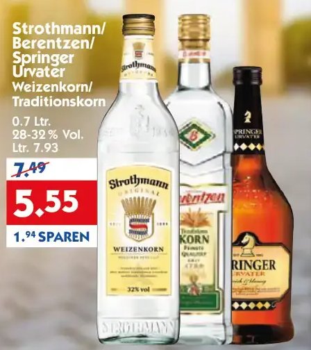 Strothmann/Berentzen/Springer Urvater Weizenkorn/Traditionskorn