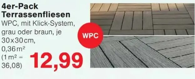 4er-Pack Terrassenfliesen