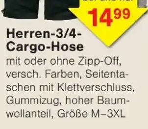 Herren-3/4-Cargo-Hose