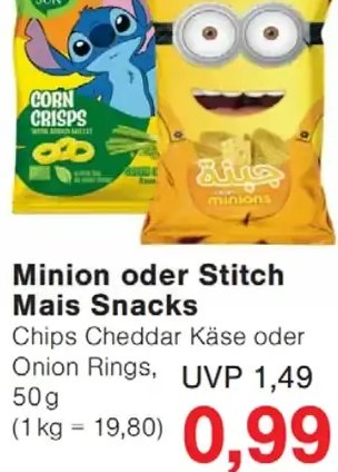 Minion oder Stitch Mais Snacks
