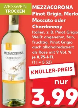 MEZZACORONA Pinot Grigio, Merlot, Moscato oder Chardonnay