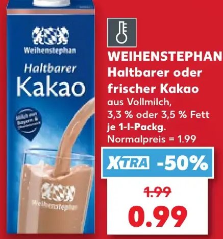 WEIHENSTEPHAN Haltbarer oder frischer Kakao