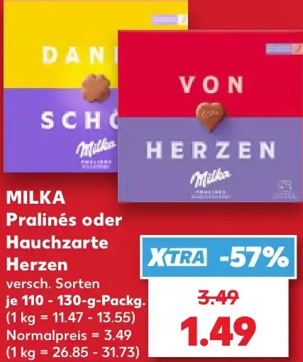 MILKA Pralinés oder Hauchzarte Herzen