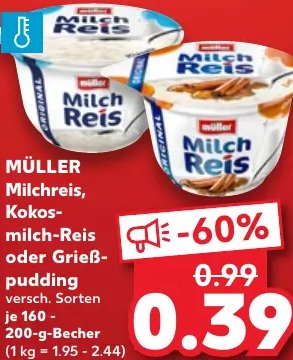 MÜLLER Milchreis, Kokos- milch-Reis oder Grieß- pudding
