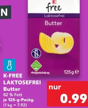 K-FREE LAKTOSEFREI Butter