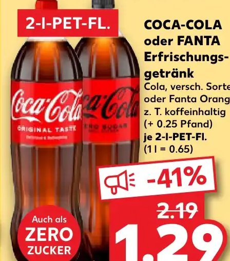 COCA-COLA oder FANTA Erfrischungsgetränk