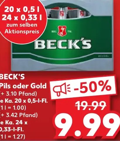 BECK'S Pils oder Gold