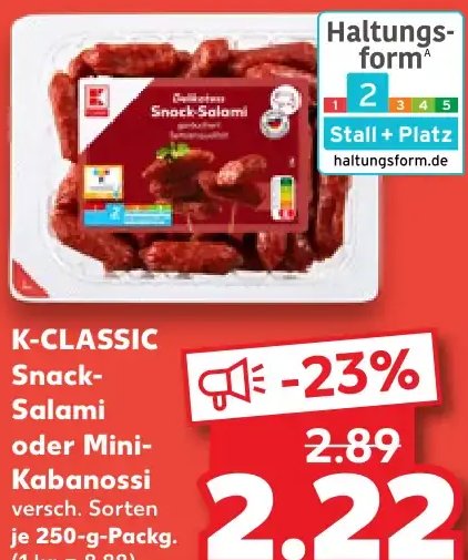 K-CLASSIC Snack-Salami oder Mini-Kabanossi
