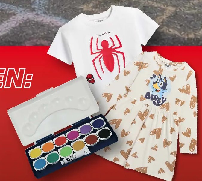 Tolle Schreibwaren und weitere Looks von Bluey und Spiderman