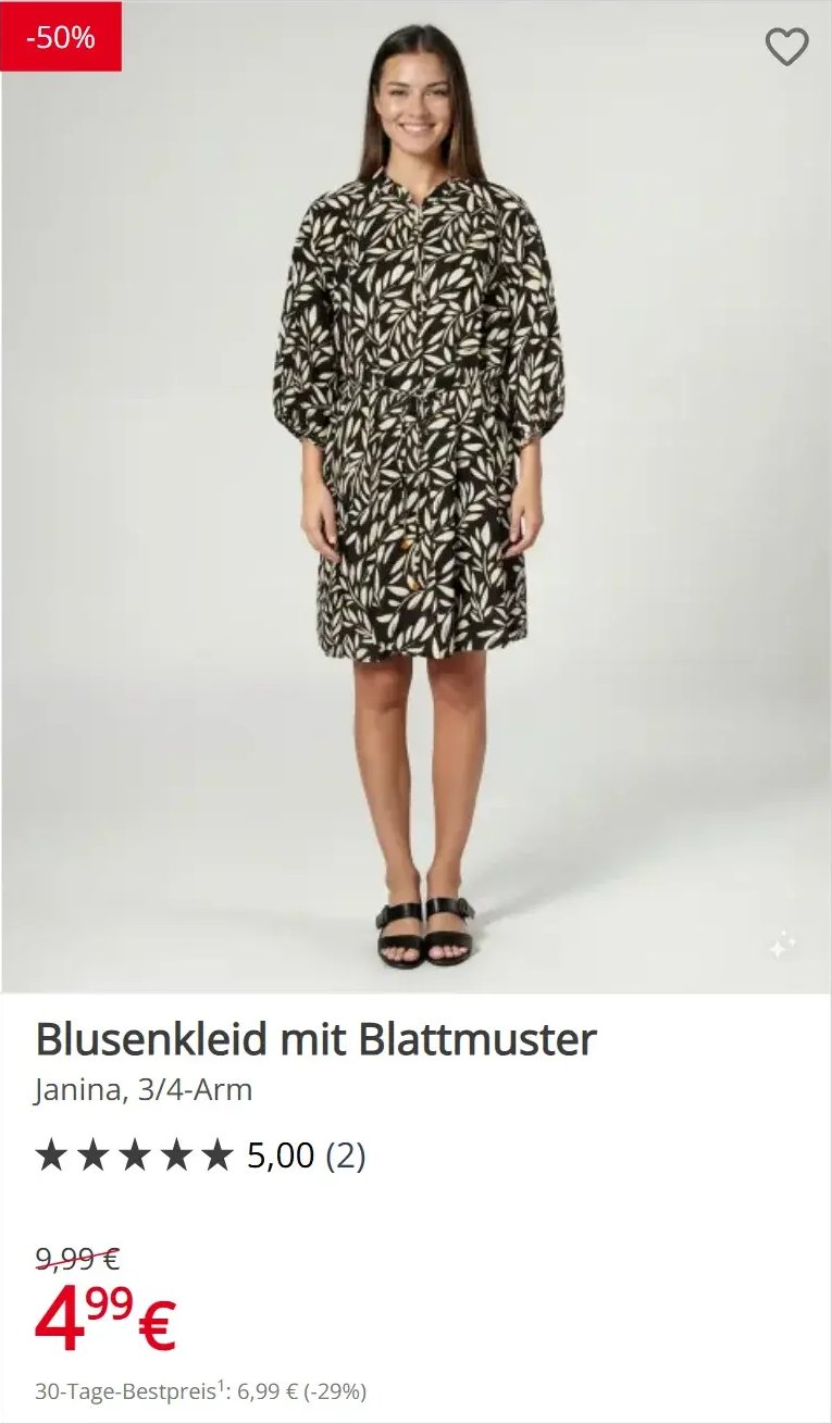 Blusenkleid mit Blattmuster