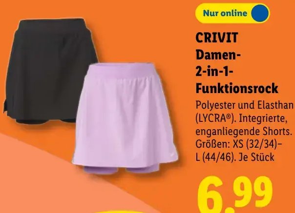 CRIVIT Damen-2-in-1-Funktionsrock