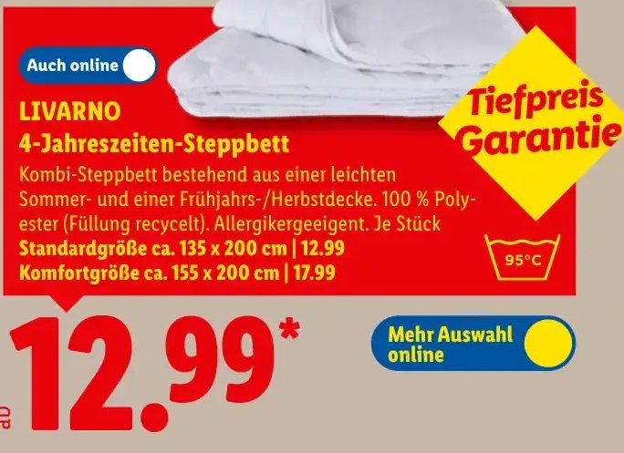 LIVARNO 4-Jahreszeiten-Steppbett