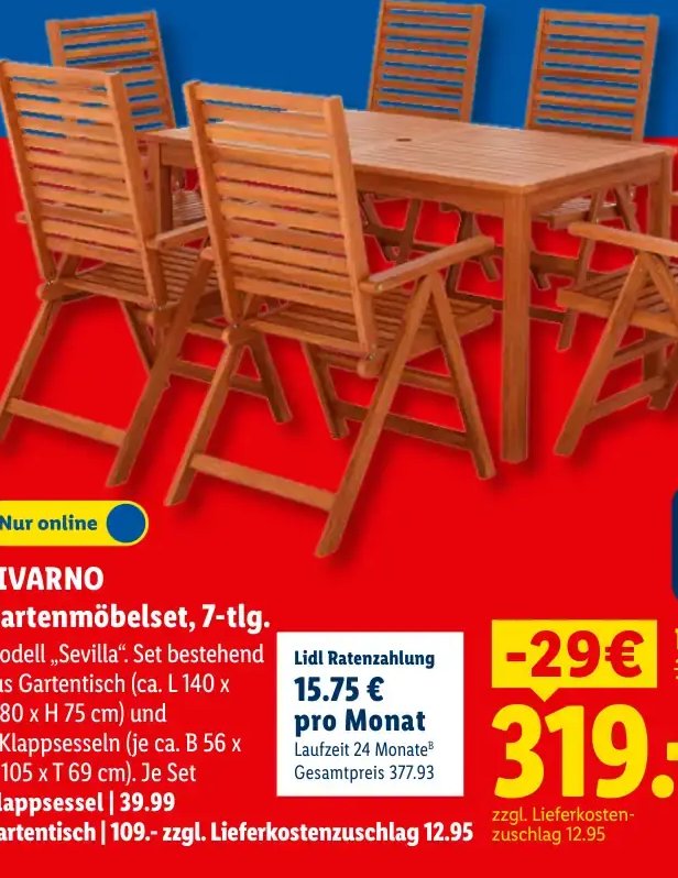 LIVARNO Gartenmöbelset, 7-tlg.