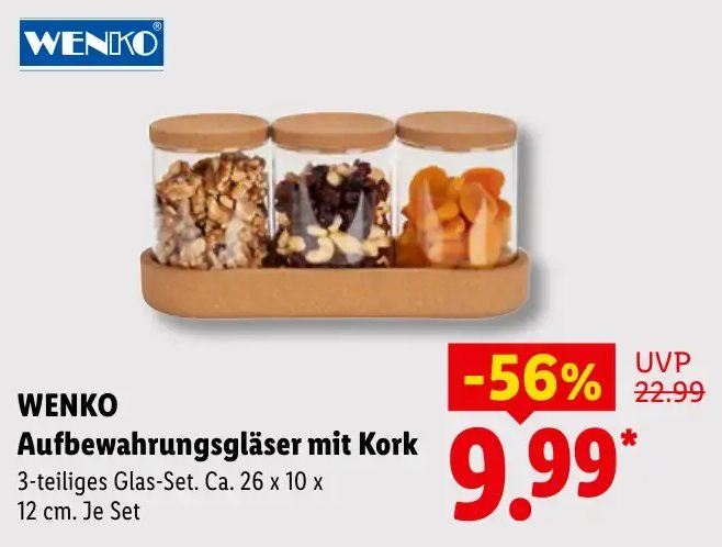 WENKO Aufbewahrungsgläser mit Kork