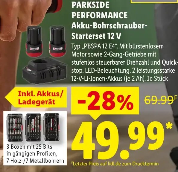 PARKSIDE PERFORMANCE Akku-Bohrschrauber-Starterset 12 V