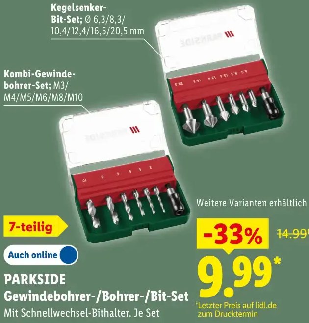PARKSIDE Gewindebohrer-/Bohrer-/Bit-Set