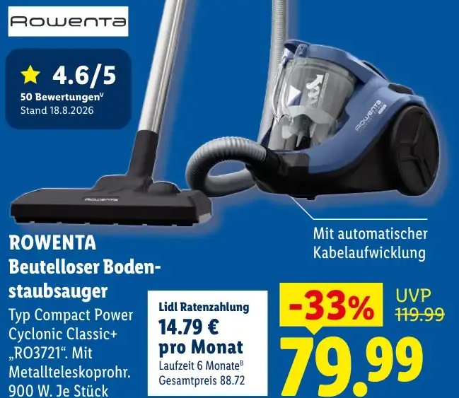 ROWENTA Beutelloser Bodenstaubsauger