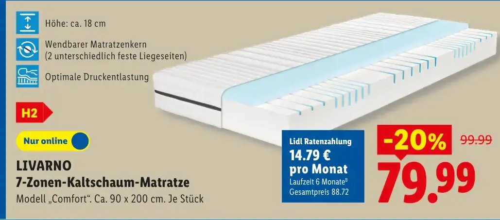 LIVARNO 7-Zonen-Kaltschaum-Matratze