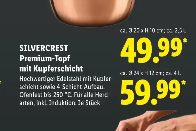 SILVERCREST Premium-Topf mit Kupferschicht