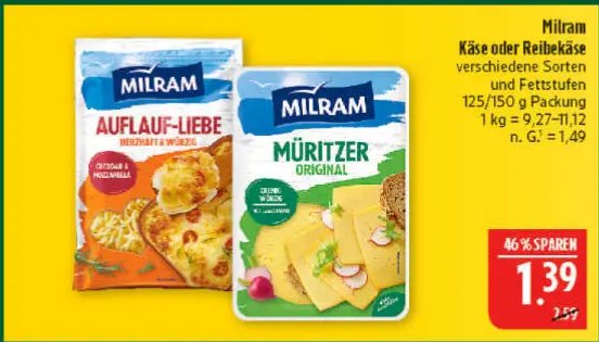 Milram Käse oder Reibekäse