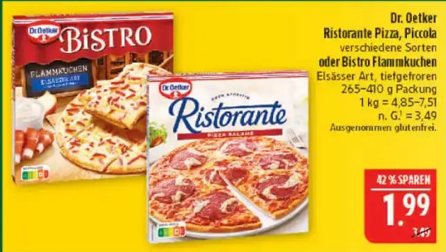 Dr. Oetker Ristorante Pizza, Piccola oder Bistro Flammkuchen