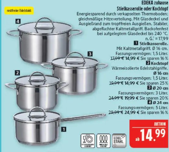 EDEKA zuhause Stielkasserolle oder Kochtopf