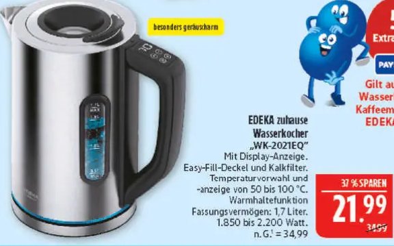 EDEKA zuhause Wasserkocher „WK-2021EG“