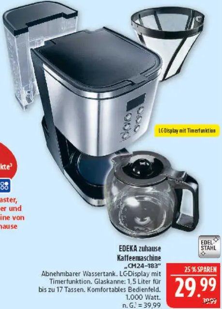 EDEKA zuhause Kaffeemaschine „CM24-183“