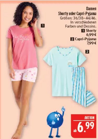 Damen Shorty oder Capri-Pyjama