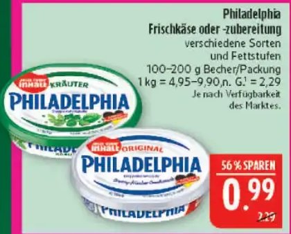 Philadelphia Frischkäse oder -zubereitung