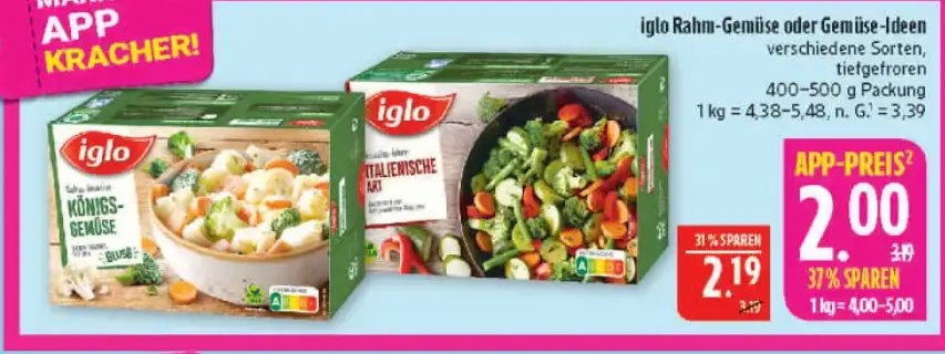 Iglo Rahm-Gemüse oder Gemüse-Ideen