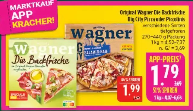 Original Wagner Die Backfrische Big City Pizza oder Piccolinis