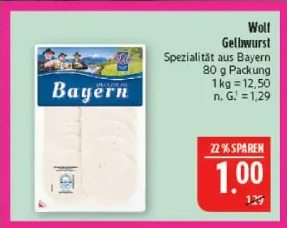 Wolf Gelbwurst Spezialität aus Bayern