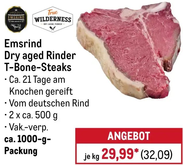 Emsrind Dry aged Rinder T-Bone-Steaks
