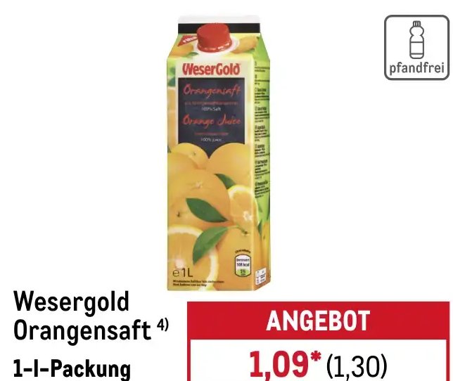 Wesergold Orangensaft