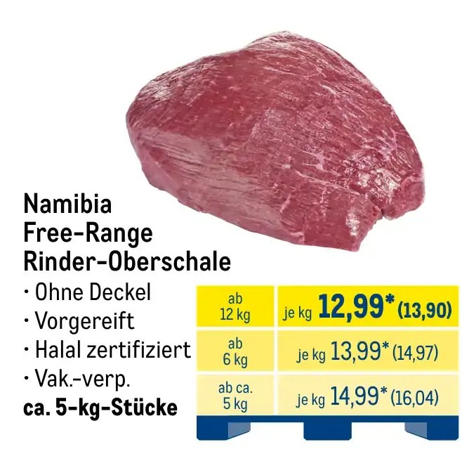 Namibia Free-Range Rinder-Oberschale