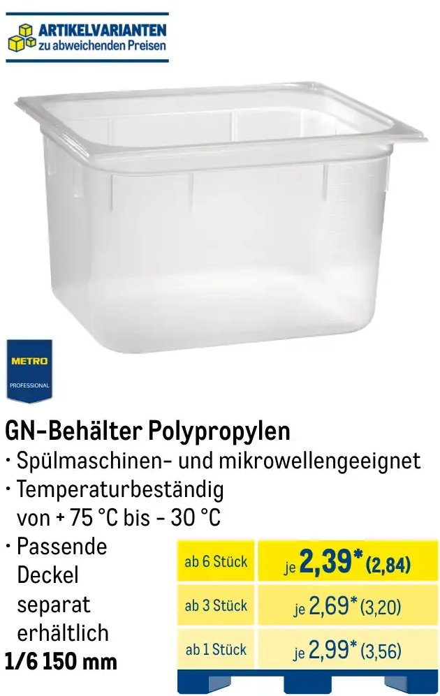 GN-Behälter Polypropylen