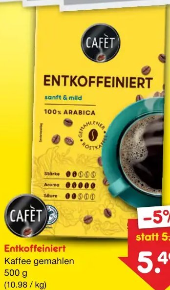 Entkoffeiniert Kaffee gemahlen