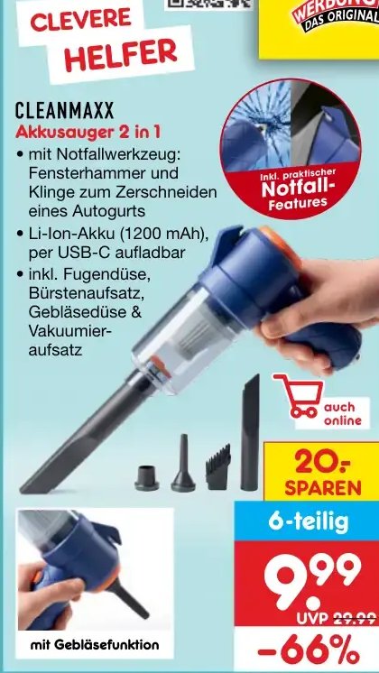 CLEANMAXX Akkusauger 2 in 1