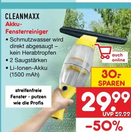CLEANMAXX Akku-Fensterreiniger