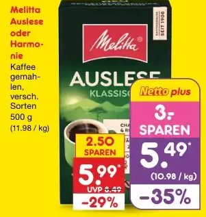 Melitta Auslese oder Harmonie Kaffee