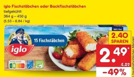 iglo Fischstäbchen oder Backfischstäbchen