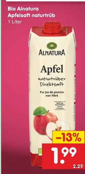 Bio Alnatura Apfelsaft naturtrüb